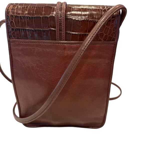 Vintage Brighton Leather Croc Embossed Crossbody Shoulder Handbag Purse EUC - Picture 2 of 16